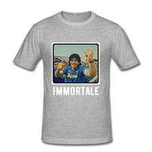 Load image into Gallery viewer, Forza Napoli: DIEGO MARADONA 'Immortale' T-Shirt (White Text Edition) - heather grey