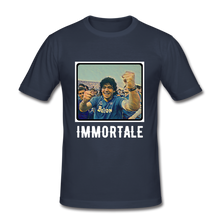 Load image into Gallery viewer, Forza Napoli: DIEGO MARADONA 'Immortale' T-Shirt (White Text Edition) - navy