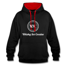 Load image into Gallery viewer, Whisky Sex Cocaine: Branded Two-Tone Hoodie - black/red