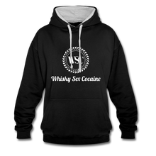 Load image into Gallery viewer, Whisky Sex Cocaine: Branded Two-Tone Hoodie - black/heather grey