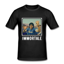 Load image into Gallery viewer, Forza Napoli: DIEGO MARADONA &#39;Immortale&#39; T-Shirt (White Text Edition) - black
