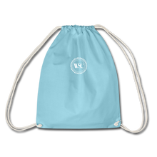 Load image into Gallery viewer, Whisky Sex Cocaine: Branded Drawstring Beach Bag - aqua
