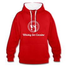 Load image into Gallery viewer, Whisky Sex Cocaine: Branded Two-Tone Hoodie - red/white
