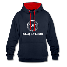 Load image into Gallery viewer, Whisky Sex Cocaine: Branded Two-Tone Hoodie - navy/red
