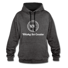 Load image into Gallery viewer, Whisky Sex Cocaine: Branded Two-Tone Hoodie - charcoal/black
