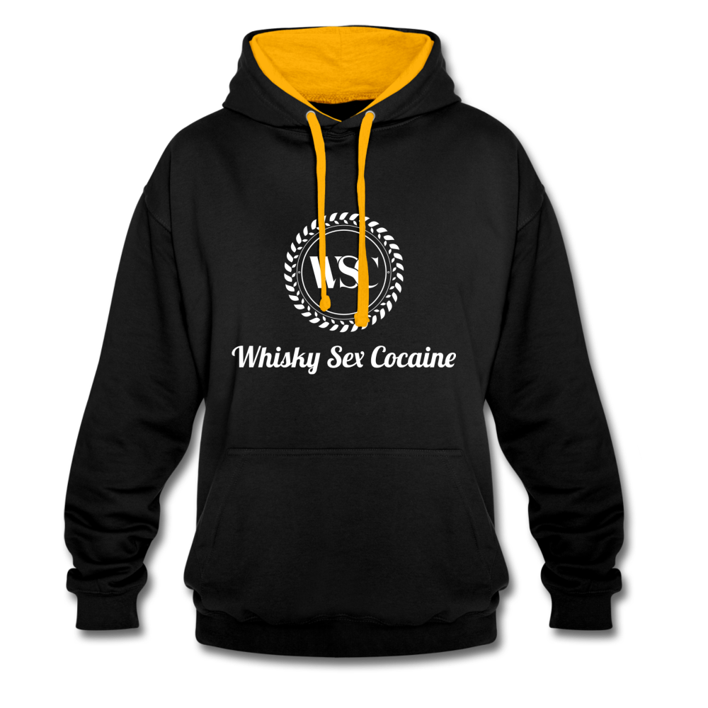 Whisky Sex Cocaine: Branded Two-Tone Hoodie - black/gold