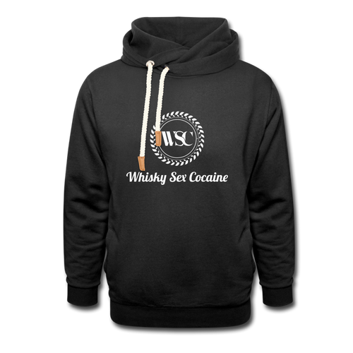 Whisky Sex Cocaine: Branded Shawl Collar Hoodie1 - black